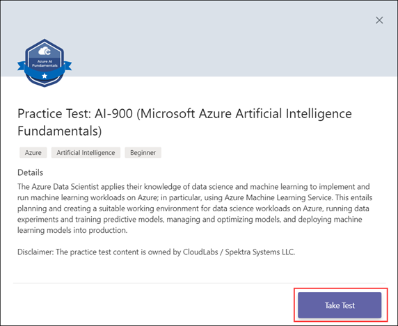Try Free Microsoft Practice Tests on CloudLabs Teams App