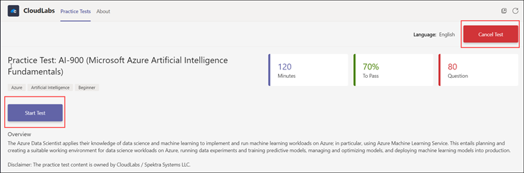 Try Free Microsoft Practice Tests on CloudLabs Teams App