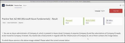 Try Free Microsoft Practice Tests on CloudLabs Teams App
