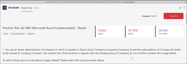 Try Free Microsoft Practice Tests on CloudLabs Teams App