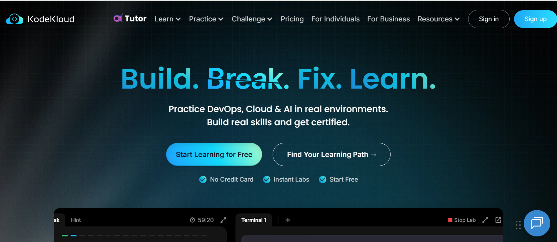KodeKloud homepage