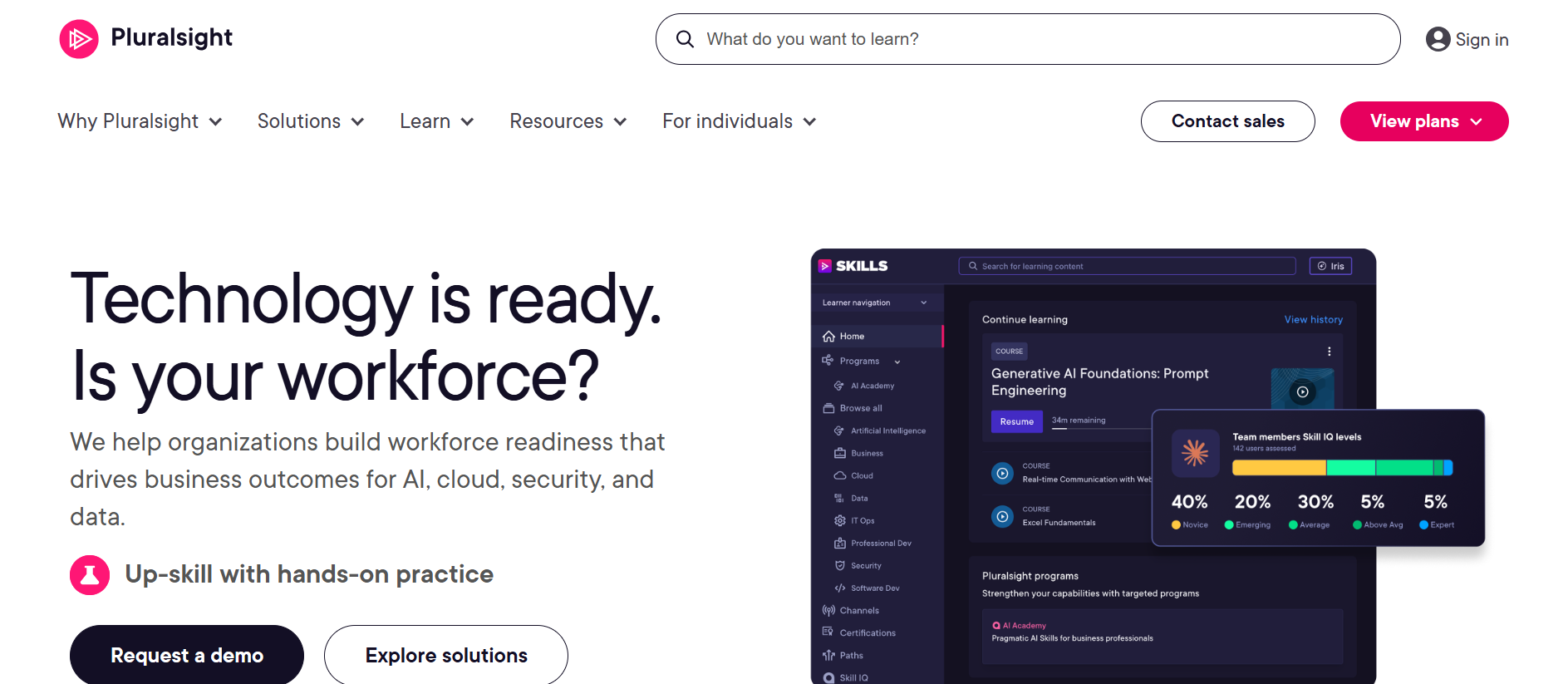 Pluralsight homepage