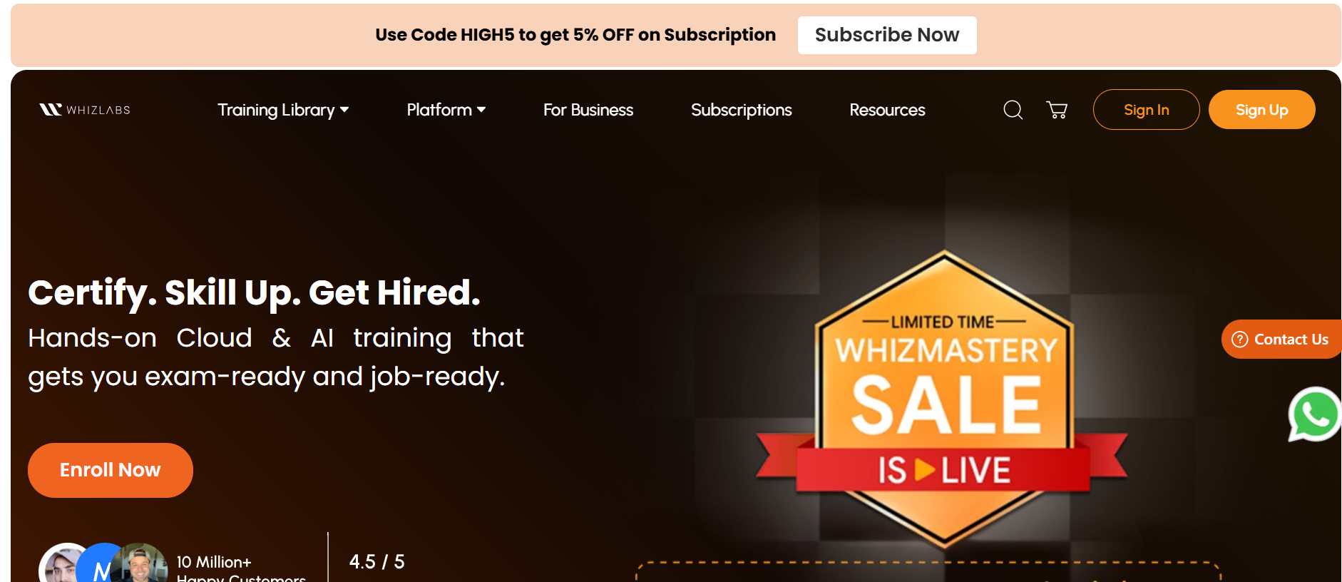 Whizlabs homepage