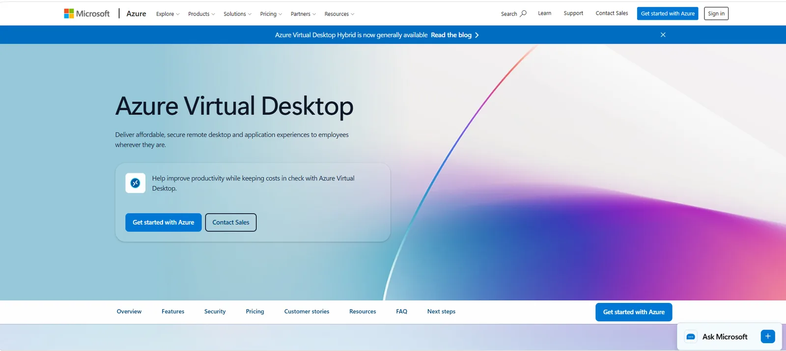 Azure Virtual Desktop homepage