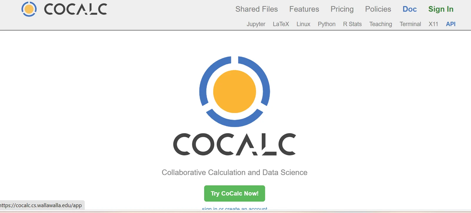 CoCalc homepage