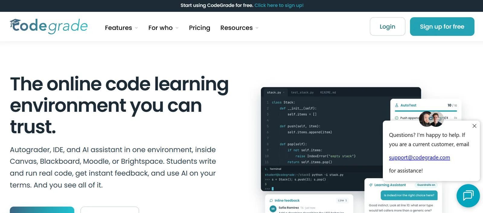 CodeGrade homepage