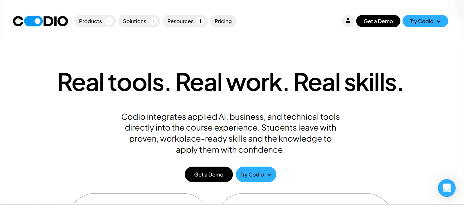 Codio homepage