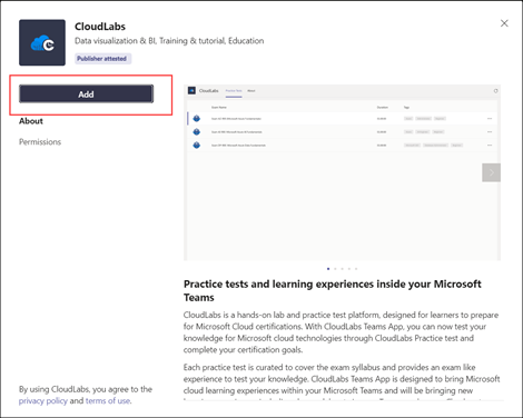 Try Free Microsoft Practice Tests on CloudLabs Teams App